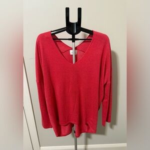 ANDREE BY UNIT Vivid Pink V-Neck Long Sleeve Top